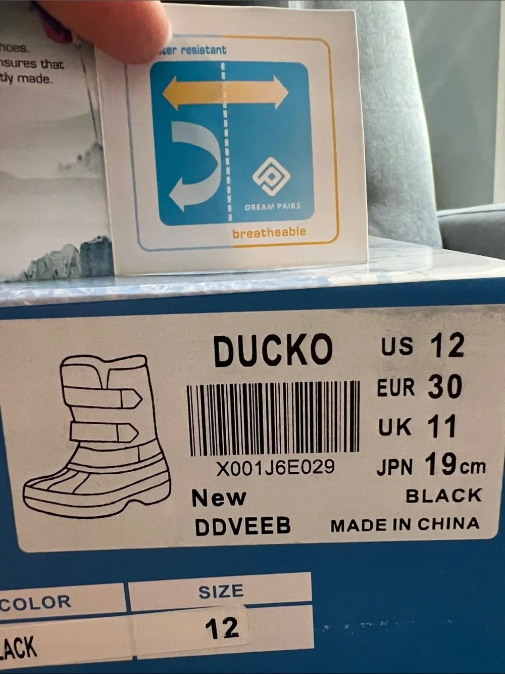 Kids' Black Winter Snow Boots